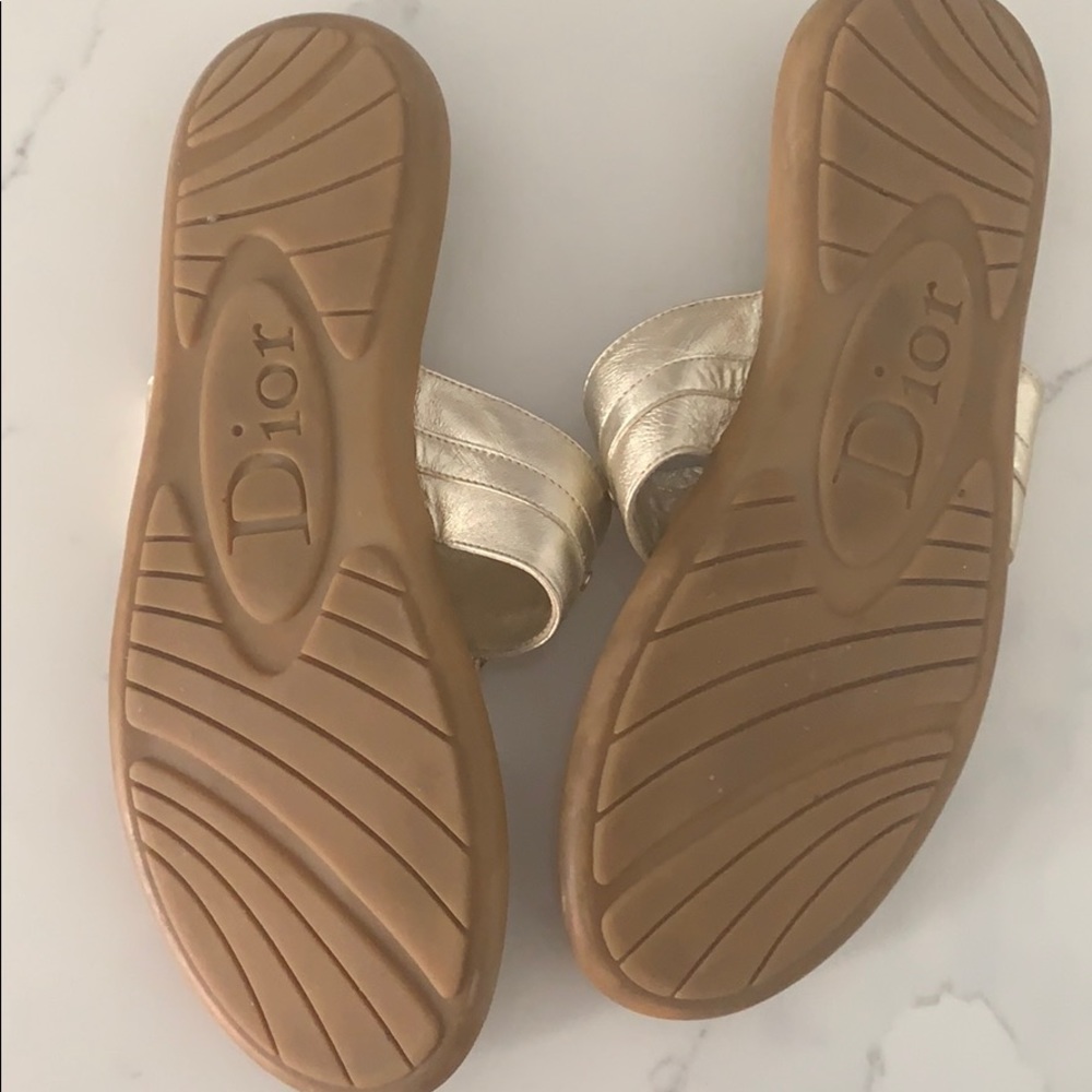 Christian Dior Thong Sandals size 39 Gold Metallic - Picture 2 of 5
